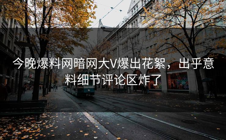今晚爆料网暗网大V爆出花絮，出乎意料细节评论区炸了