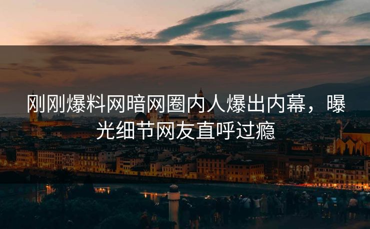 刚刚爆料网暗网圈内人爆出内幕，曝光细节网友直呼过瘾