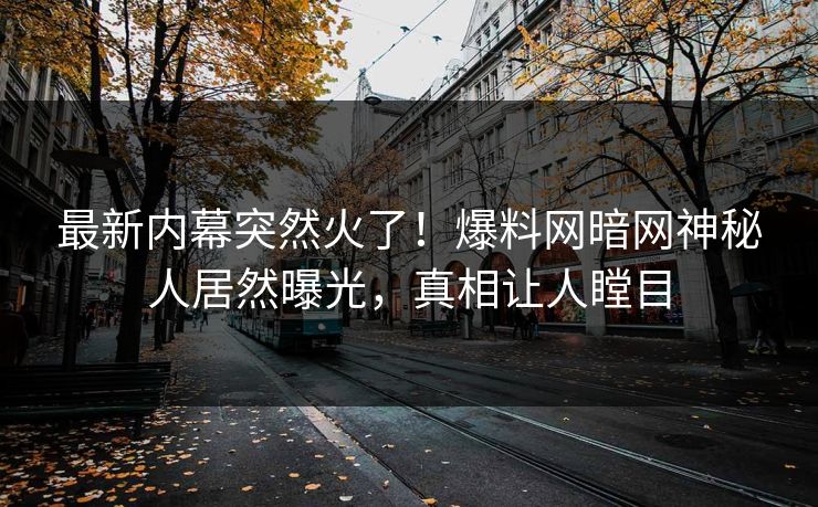 最新内幕突然火了！爆料网暗网神秘人居然曝光，真相让人瞠目