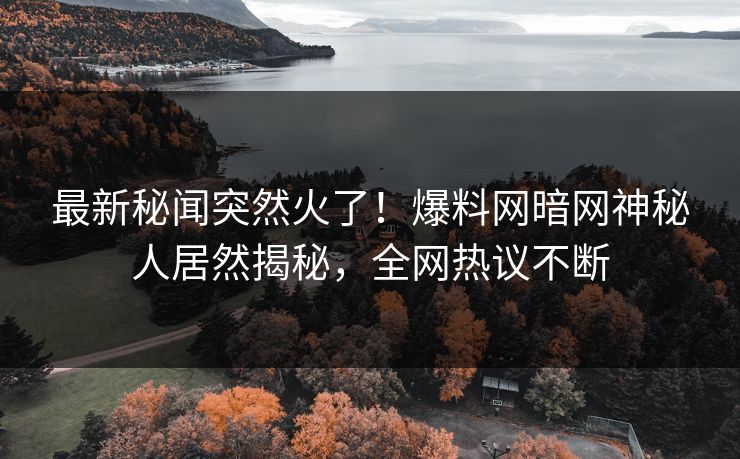最新秘闻突然火了！爆料网暗网神秘人居然揭秘，全网热议不断