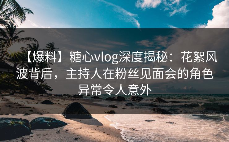 【爆料】糖心vlog深度揭秘：花絮风波背后，主持人在粉丝见面会的角色异常令人意外
