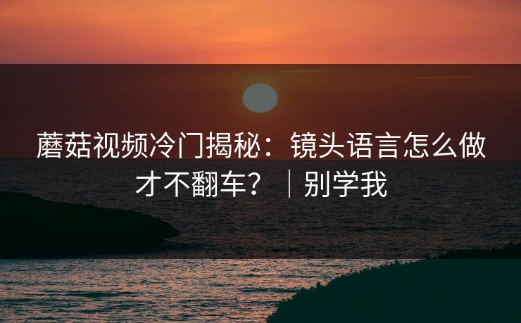 蘑菇视频冷门揭秘：镜头语言怎么做才不翻车？｜别学我